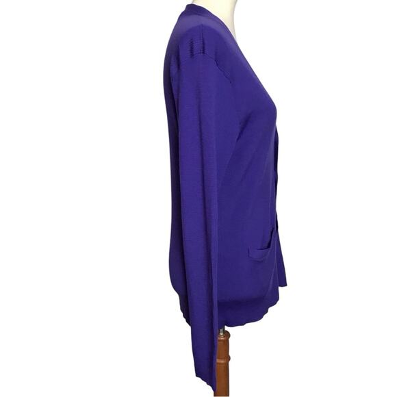 Ralph Lauren Black Label Indigo Blue Purple Merino Wool Ribbed Cardigan Sweater - Picture 5 of 11